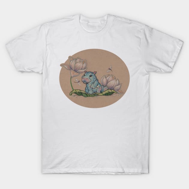 Very Small Lotus Hippo T-Shirt by justteejay